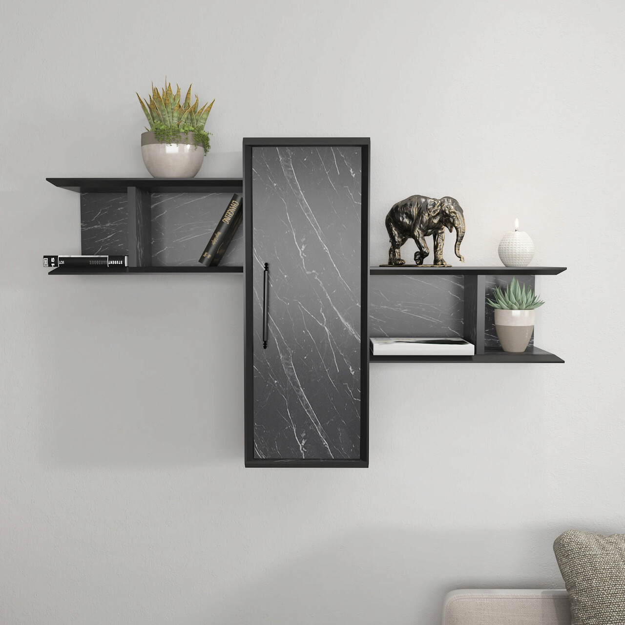 Raft de perete, Hanah Home, Olida, 118.6x35x51.8 cm, Negru - imagine 6